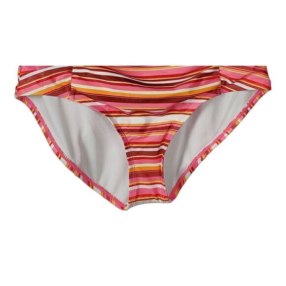 Island Rays Bikini Swim Bottom 1X Brown Orange Stripe Beach Pool Cruise New - Picture 4 of 11